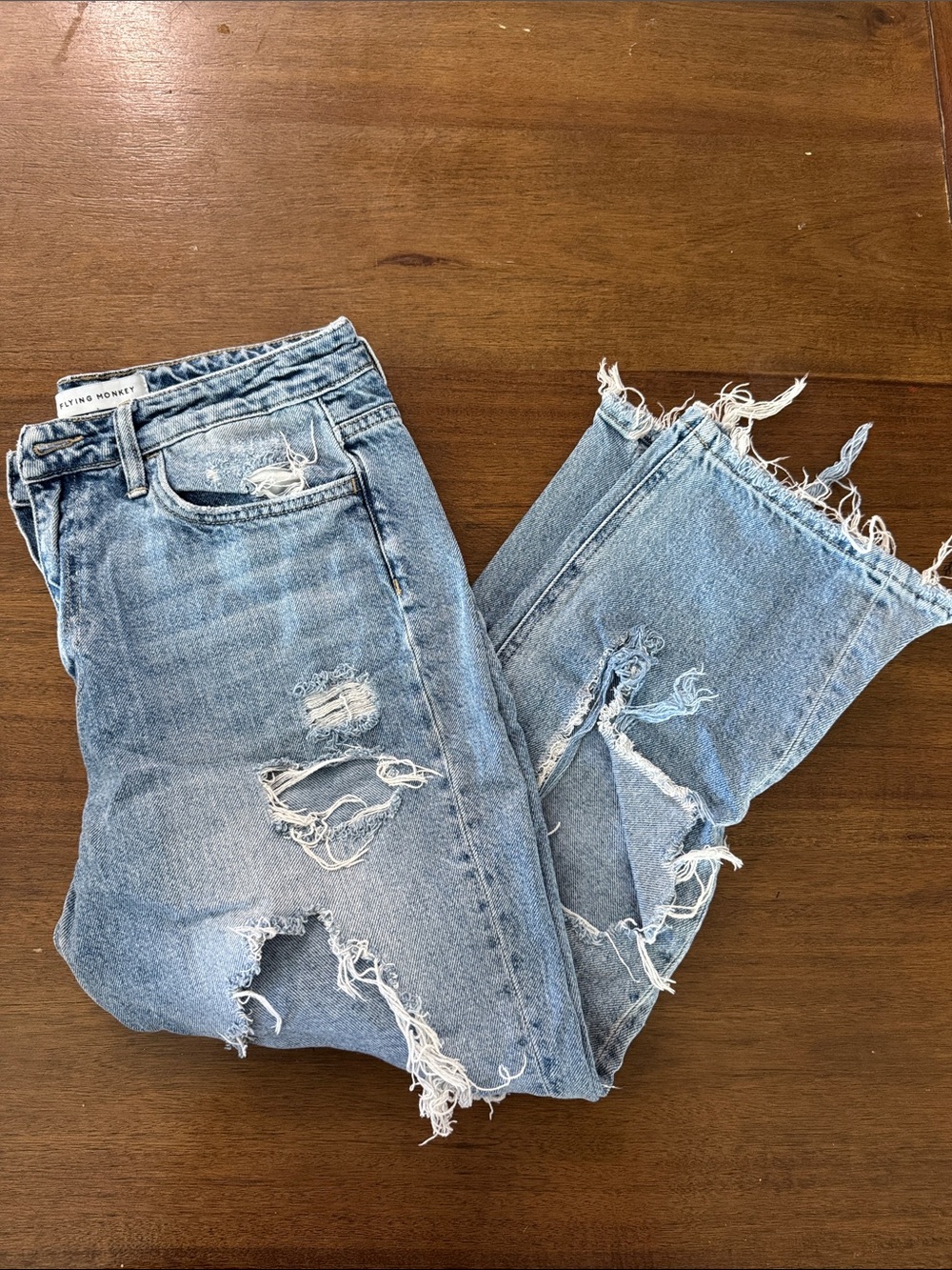 Flying Monkey Light Wash Distressed Boyfriend Jeans